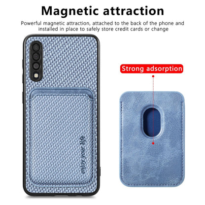 For Samsung Galaxy A50 Carbon Fiber Leather Card Magsafe Case(Blue) by buy2fix