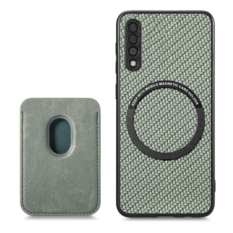 For Samsung Galaxy A50 Carbon Fiber Leather Card Magsafe Case(Green) by buy2fix