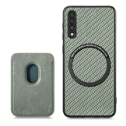For Samsung Galaxy A50 Carbon Fiber Leather Card Magsafe Case(Green) by buy2fix