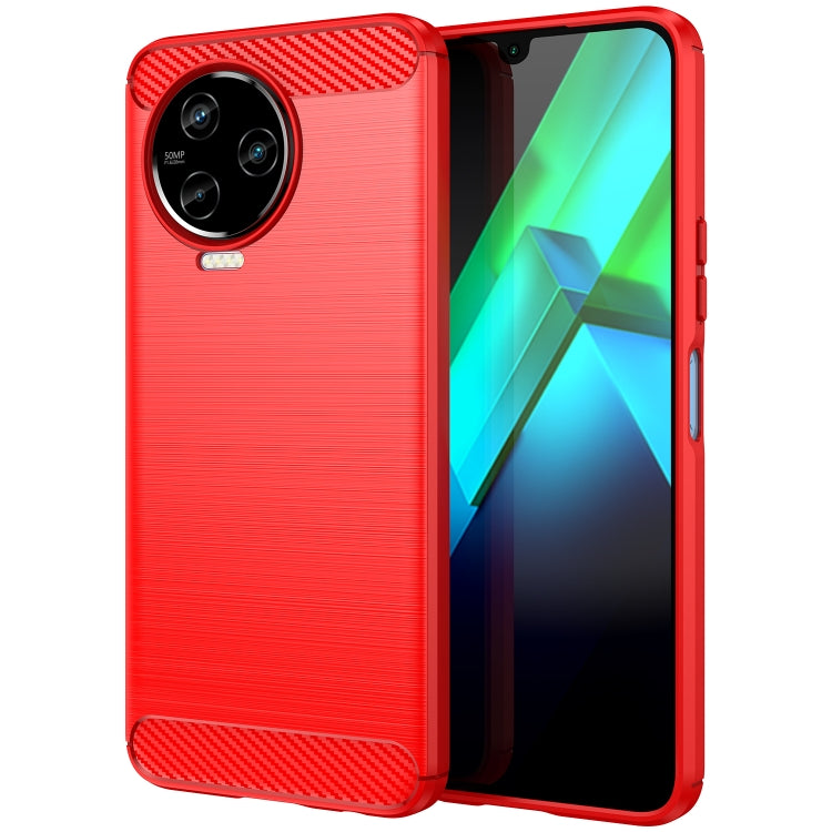 For Infinix Note 12 2023 Brushed Texture Carbon Fiber TPU Phone Case(Red) - Infinix Cases by buy2fix | Online Shopping UK | buy2fix