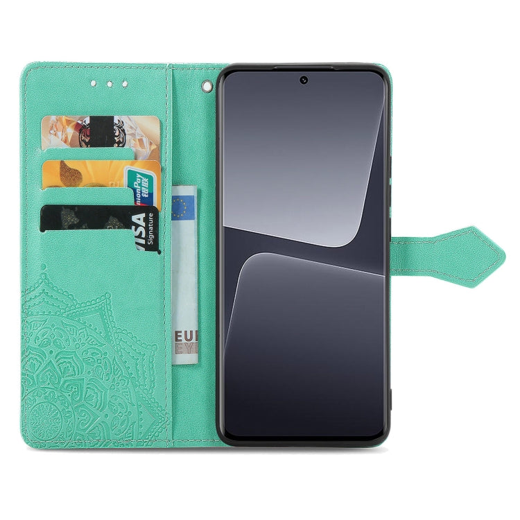 For Xiaomi 13 Mandala Flower Embossed Leather Phone Case(Green) - Xiaomi Cases by buy2fix | Online Shopping UK | buy2fix