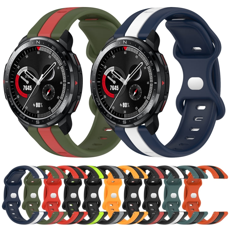 For Honor Watch GS Pro 20mm Butterfly Buckle Two-Color Silicone Watch Band(Black+Red) by buy2fix
