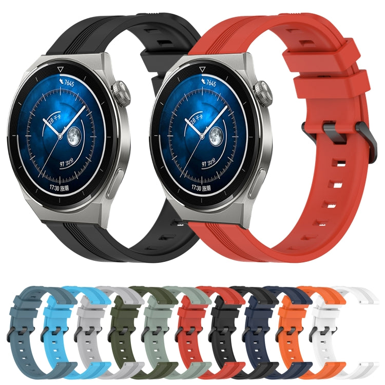 For Huawei Watch GT3 Pro 46mm 22mm Concave Striped Slicone Watch Band(Grayish Green) by buy2fix