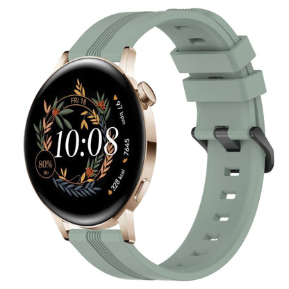 For Huawei Watch GT3 42mm 20mm Concave Striped Slicone Watch Band(Grayish Green) - Watch Bands by buy2fix | Online Shopping UK | buy2fix