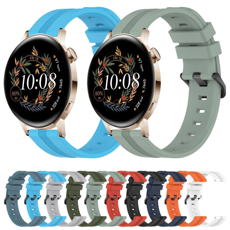For Huawei Watch GT3 42mm 20mm Concave Striped Slicone Watch Band(Grayish Green) - Watch Bands by buy2fix | Online Shopping UK | buy2fix