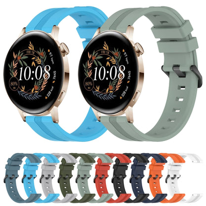For Huawei Watch GT3 42mm 20mm Concave Striped Slicone Watch Band(Grayish Green) - Watch Bands by buy2fix | Online Shopping UK | buy2fix