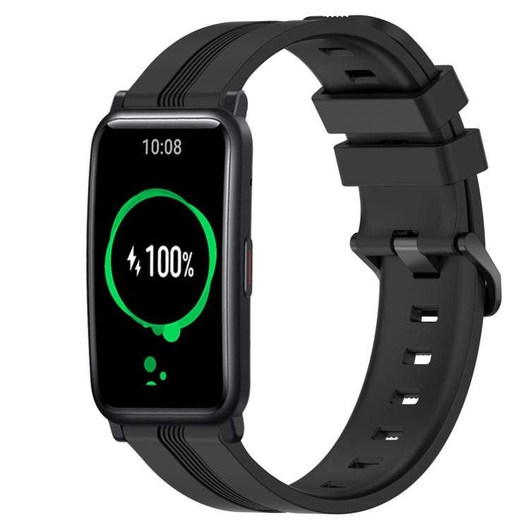 For Honor Watch ES 20mm Concave Striped Slicone Watch Band(Black) by buy2fix