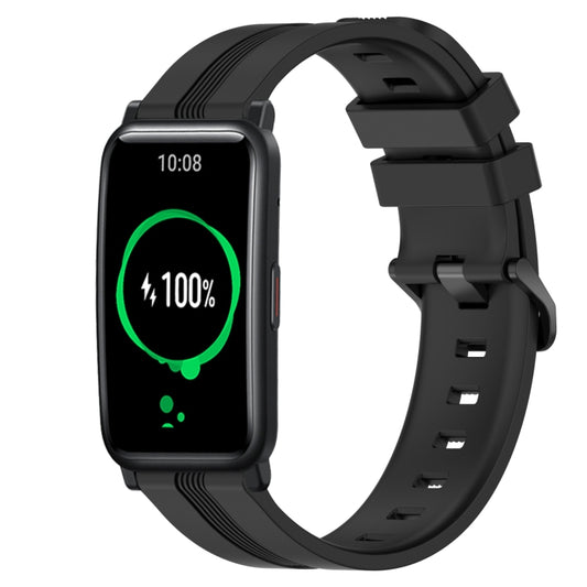 For Honor Watch ES 20mm Concave Striped Slicone Watch Band(Black) by buy2fix