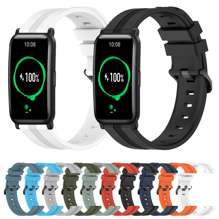 For Honor Watch ES 20mm Concave Striped Slicone Watch Band(Black) by buy2fix