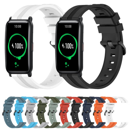 For Honor Watch ES 20mm Concave Striped Slicone Watch Band(Black) by buy2fix