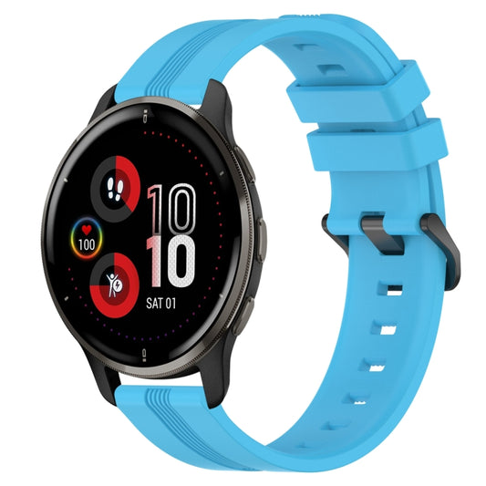 For Garmin Venu 2 Plus 20mm Concave Striped Slicone Watch Band(Sky Blue) - Watch Bands by buy2fix | Online Shopping UK | buy2fix