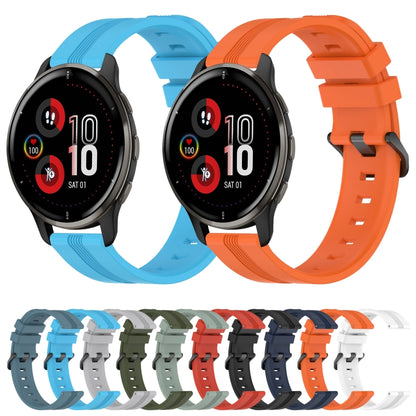 For Garmin Venu 2 Plus 20mm Concave Striped Slicone Watch Band(Sky Blue) - Watch Bands by buy2fix | Online Shopping UK | buy2fix