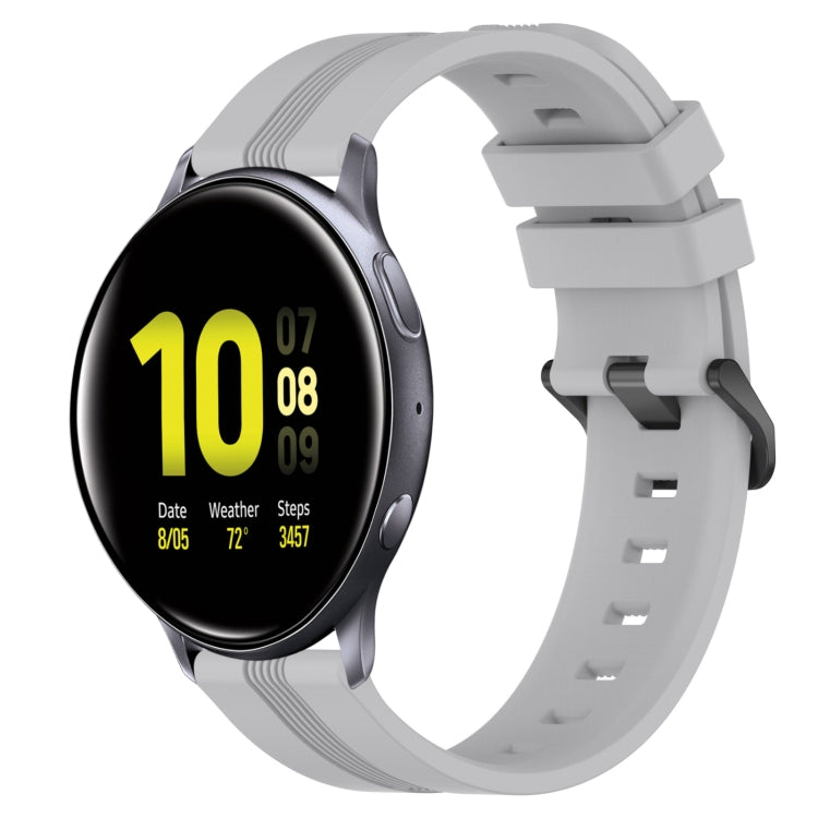 For Samsung Galaxy Watch Active 2 44mm 20mm Concave Striped Slicone Watch Band(Grey) - Watch Bands by buy2fix | Online Shopping UK | buy2fix