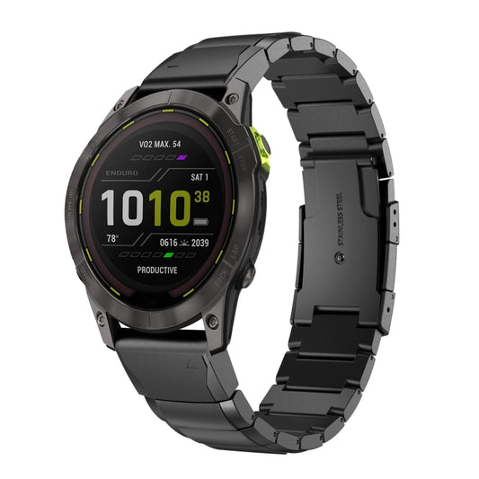 For Garmin Enduro 2 26mm Tortoise Shell Stainless Steel Watch Band(Black) - Watch Bands by buy2fix | Online Shopping UK | buy2fix