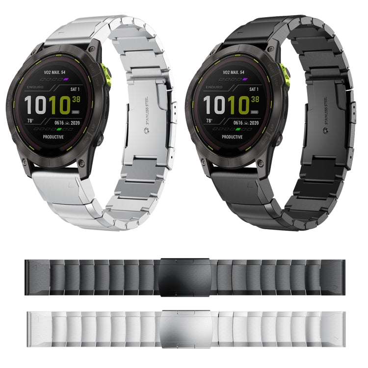 For Garmin Enduro 2 26mm Tortoise Shell Stainless Steel Watch Band(Black) - Watch Bands by buy2fix | Online Shopping UK | buy2fix