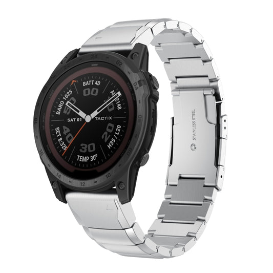 For Garmin Tactix 7 26mm Tortoise Shell Stainless Steel Watch Band(Sliver) - Watch Bands by buy2fix | Online Shopping UK | buy2fix