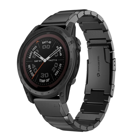 For Garmin Tactix 7 26mm Tortoise Shell Stainless Steel Watch Band(Black)