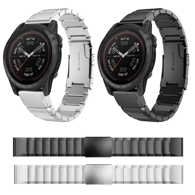 For Garmin Tactix 7 26mm Tortoise Shell Stainless Steel Watch Band(Black) - Watch Bands by buy2fix | Online Shopping UK | buy2fix