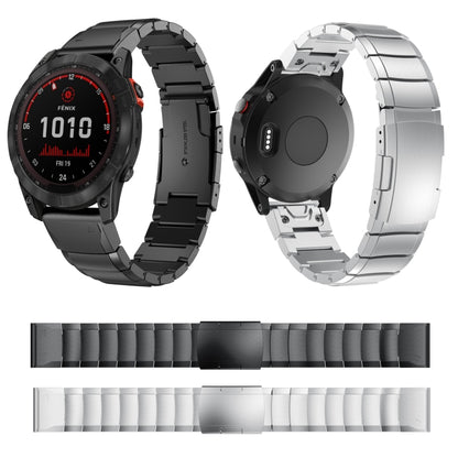 For Garmin Fenix 7X Solar 26mm Tortoise Shell Stainless Steel Watch Band(Black) - Watch Bands by buy2fix | Online Shopping UK | buy2fix