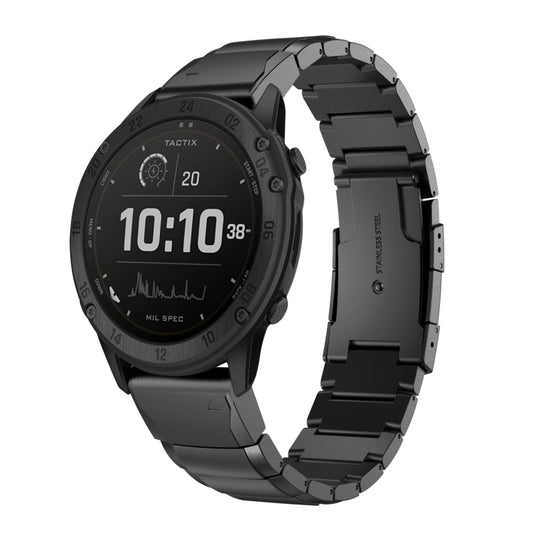 For Garmin Tactix Delta 26mm Tortoise Shell Stainless Steel Watch Band(Black) - Watch Bands by buy2fix | Online Shopping UK | buy2fix