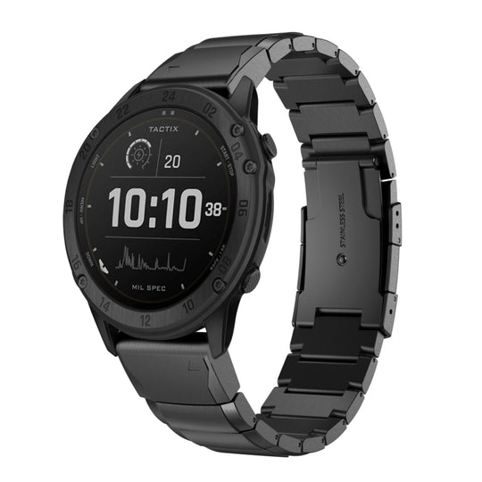 For Garmin Tactix Delta 26mm Tortoise Shell Stainless Steel Watch Band(Black)