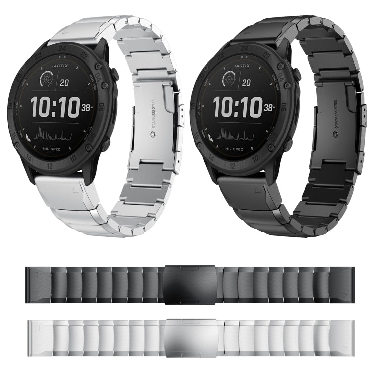 For Garmin Tactix Delta 26mm Tortoise Shell Stainless Steel Watch Band(Black) by buy2fix