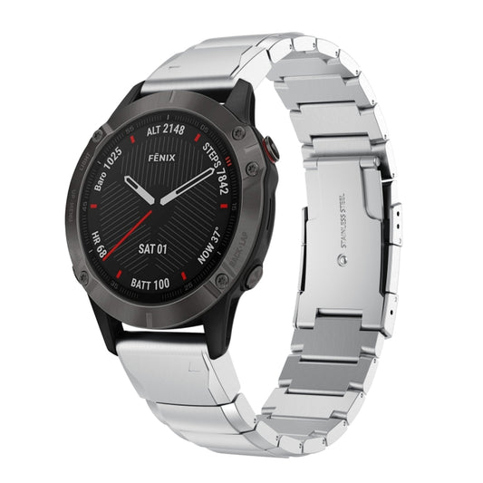For Garmin Fenix 6X 26mm Tortoise Shell Stainless Steel Watch Band(Sliver) - Watch Bands by buy2fix | Online Shopping UK | buy2fix