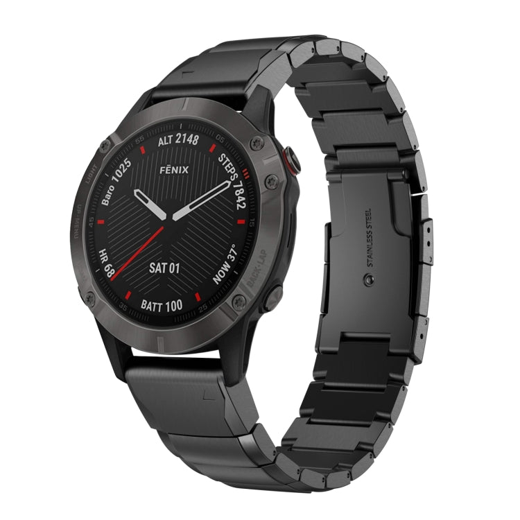 For Garmin Fenix 6X Sapphire 26mm Tortoise Shell Stainless Steel Watch Band(Black) by buy2fix