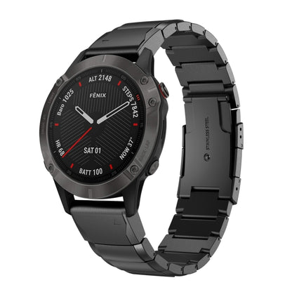 For Garmin Fenix 6X Sapphire 26mm Tortoise Shell Stainless Steel Watch Band(Black) by buy2fix