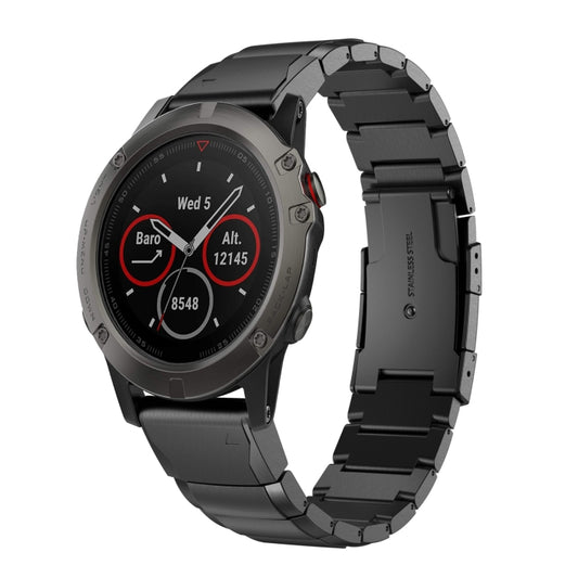 For Garmin Fenix 5X Sapphire 26mm Tortoise Shell Stainless Steel Watch Band(Black) - Watch Bands by buy2fix | Online Shopping UK | buy2fix