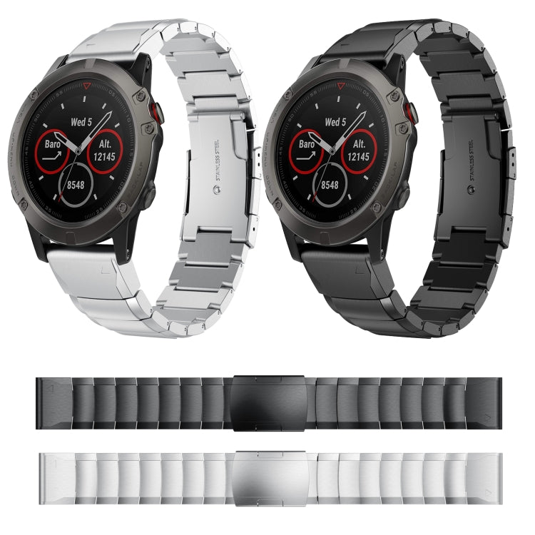 For Garmin Fenix 5X Sapphire 26mm Tortoise Shell Stainless Steel Watch Band(Black) - Watch Bands by buy2fix | Online Shopping UK | buy2fix