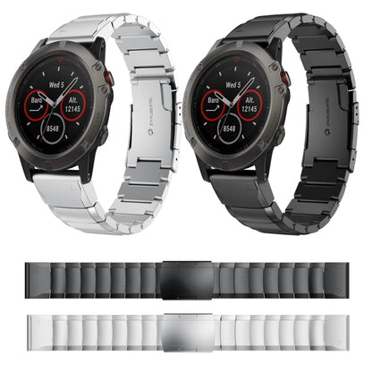 For Garmin Fenix 5X Sapphire 26mm Tortoise Shell Stainless Steel Watch Band(Black) - Watch Bands by buy2fix | Online Shopping UK | buy2fix