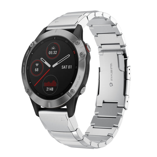 For Garmin Fenix 5X Plus 26mm Tortoise Shell Stainless Steel Watch Band(Sliver)