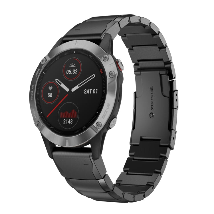 For Garmin Fenix 5X Plus 26mm Tortoise Shell Stainless Steel Watch Band(Black) - Watch Bands by buy2fix | Online Shopping UK | buy2fix