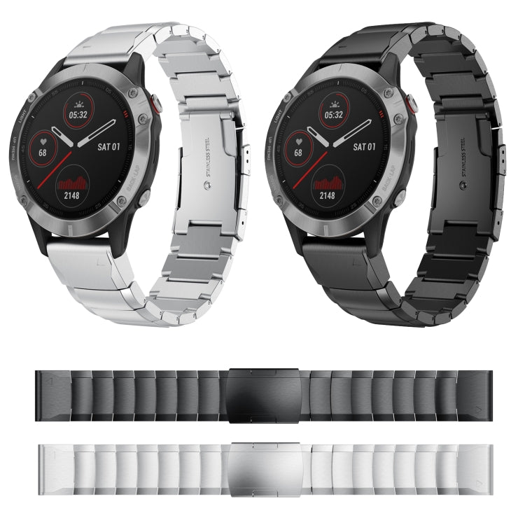For Garmin Fenix 5X Plus 26mm Tortoise Shell Stainless Steel Watch Band(Black) - Watch Bands by buy2fix | Online Shopping UK | buy2fix