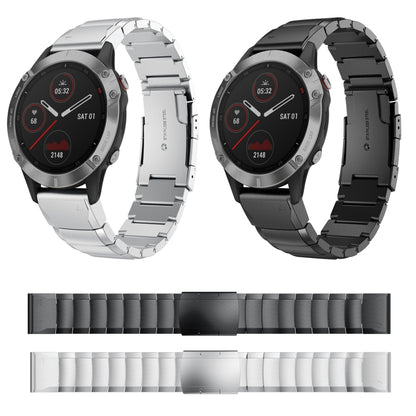 For Garmin Fenix 5X Plus 26mm Tortoise Shell Stainless Steel Watch Band(Black) - Watch Bands by buy2fix | Online Shopping UK | buy2fix