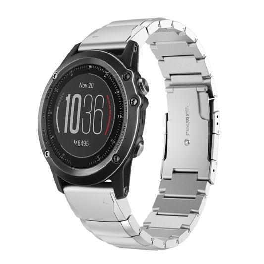 For Garmin Fenix 3 26mm Tortoise Shell Stainless Steel Watch Band(Sliver) - Watch Bands by buy2fix | Online Shopping UK | buy2fix