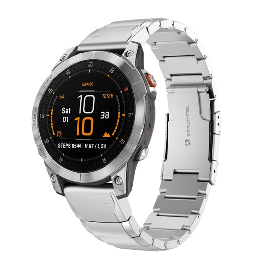 For Garmin EPIX Gen 2 22mm Tortoise Shell Stainless Steel Watch Band(Silver)