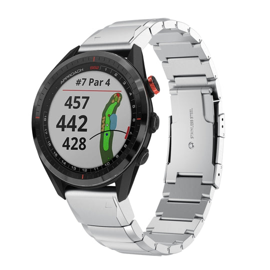 For Garmin Approach S62 22mm Tortoise Shell Stainless Steel Watch Band(Silver)