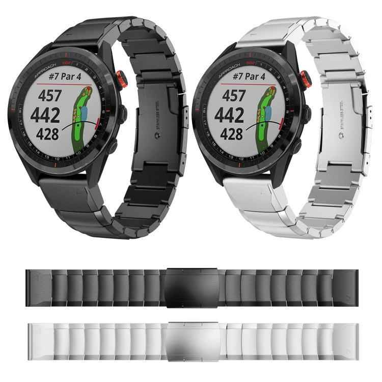 For Garmin Approach S62 22mm Tortoise Shell Stainless Steel Watch Band(Silver) - Watch Bands by buy2fix | Online Shopping UK | buy2fix
