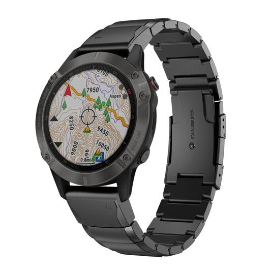 For Garmin Fenix 6 GPS 22mm Tortoise Shell Stainless Steel Watch Band(Black) - Watch Bands by buy2fix | Online Shopping UK | buy2fix