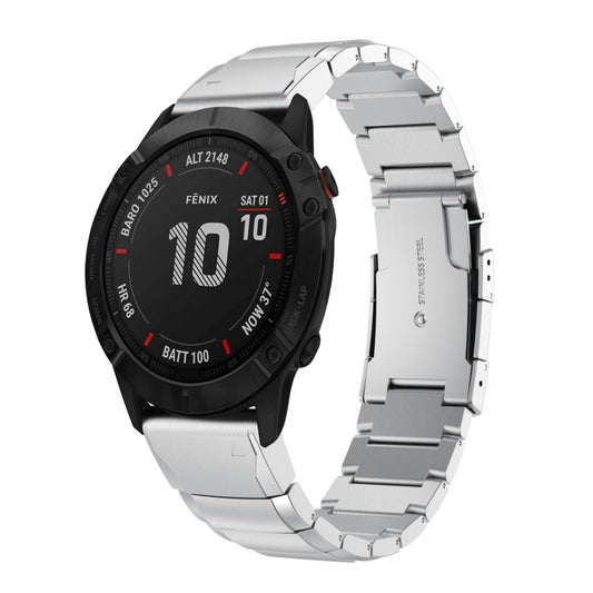 For Garmin Fenix 6 Pro GPS 22mm Tortoise Shell Stainless Steel Watch Band(Silver) - Watch Bands by buy2fix | Online Shopping UK | buy2fix