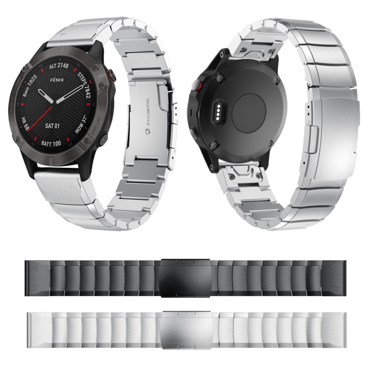 For Garmin Fenix 6 Sapphire GPS 22mm Tortoise Shell Stainless Steel Watch Band(Black) - Watch Bands by buy2fix | Online Shopping UK | buy2fix