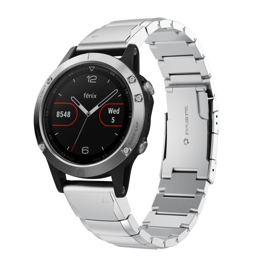 For Garmin Fenix 5 22mm Tortoise Shell Stainless Steel Watch Band(Silver) - Watch Bands by buy2fix | Online Shopping UK | buy2fix