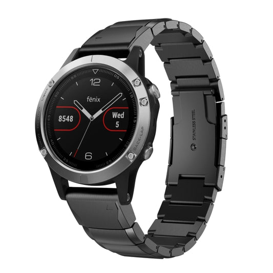 For Garmin Fenix 5 22mm Tortoise Shell Stainless Steel Watch Band(Black) - Watch Bands by buy2fix | Online Shopping UK | buy2fix