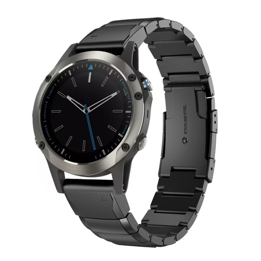 For Garmin Quatix 5 22mm Tortoise Shell Stainless Steel Watch Band(Black) - Watch Bands by buy2fix | Online Shopping UK | buy2fix