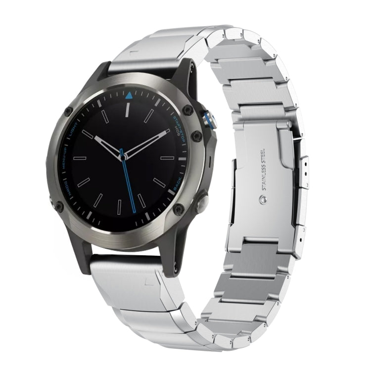 For Garmin Quatix 5 Sapphire 22mm Tortoise Shell Stainless Steel Watch Band(Silver) by buy2fix