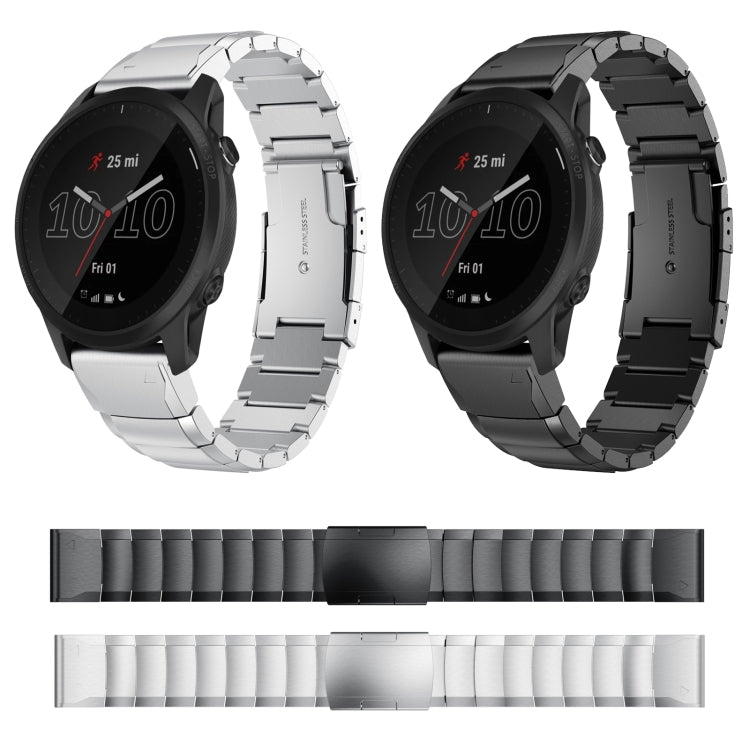 For Garmin Forerunner 945 22mm Tortoise Shell Stainless Steel Watch Band(Silver) - Watch Bands by buy2fix | Online Shopping UK | buy2fix