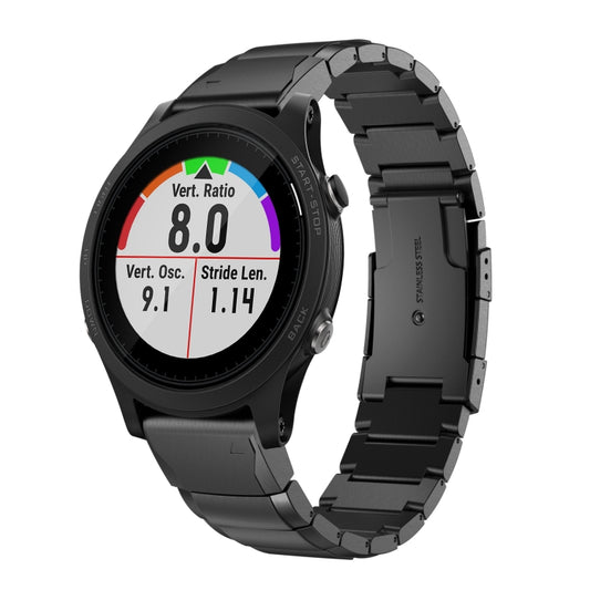 For Garmin Forerunner 935 22mm Tortoise Shell Stainless Steel Watch Band(Black) - Watch Bands by buy2fix | Online Shopping UK | buy2fix