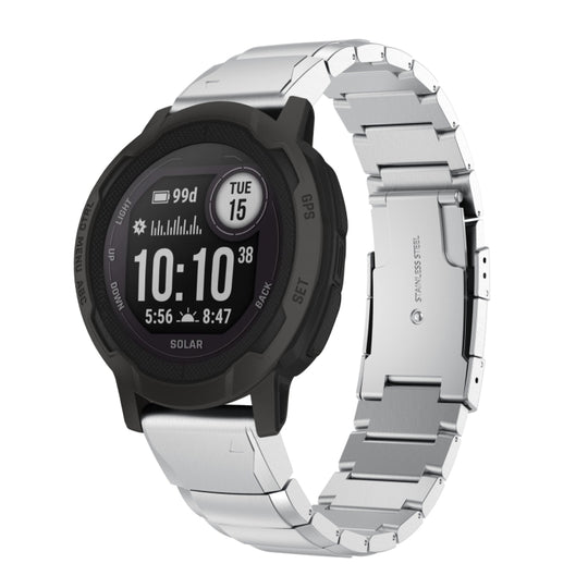 For Garmin Instinct 2 22mm Tortoise Shell Stainless Steel Watch Band(Silver)